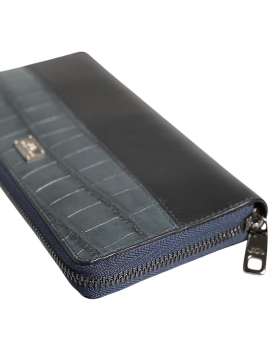 Schwarze Blaue Exklusive Leder Herren Continental Clutch Geldbörse - Image 4