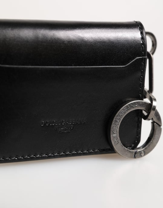 Geldbörse aus schwarzem Leder mit geprägtem Logo, Schlüsselanhänger und Kartenhalter Geldbörse - Image 2