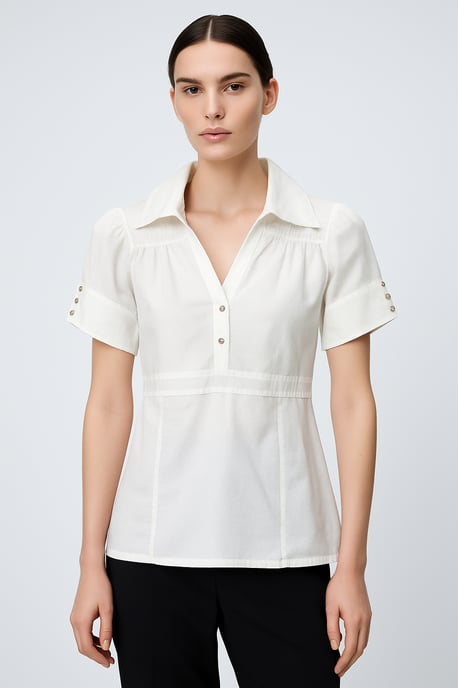 Weiße Bluse mit Knopfleiste – Klassische Eleganz mit modernem Touch - Image 2