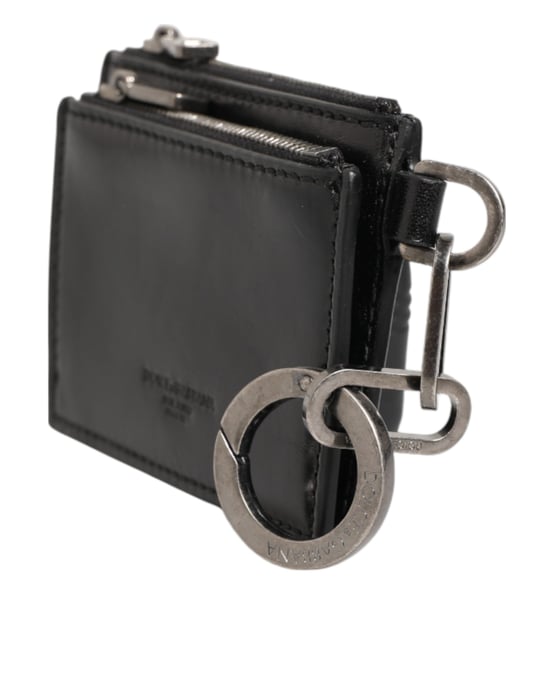 Schwarzes Leder Reißverschluss Kartenhalter Münztasche Schlüsselanhänger Geldbörse - Image 3