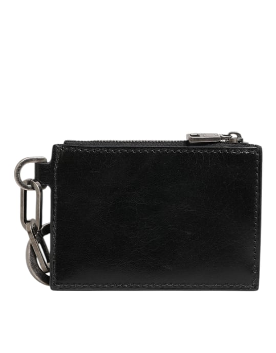 Schwarzes Leder Reißverschluss Kartenhalter Münztasche Schlüsselanhänger Geldbörse - Image 4