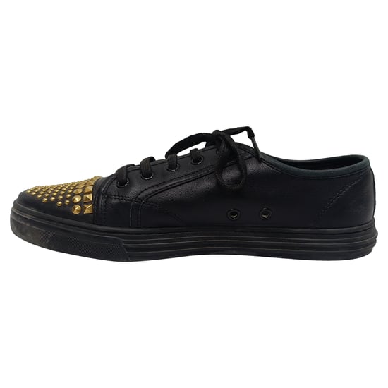 Gucci California Nagelverzierte Low-Top Sneakers aus schwarzem Leder - Image 2