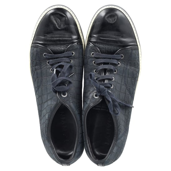 Lanvin DBB1 Krokodil-Prägung Sneakers aus marineblauem Leder - Image 3