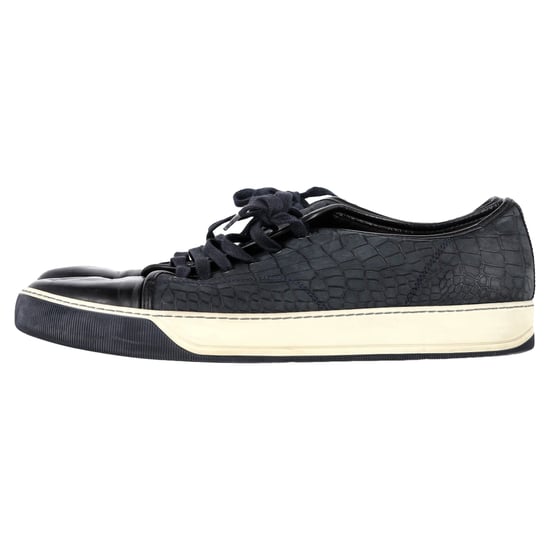 Lanvin DBB1 Krokodil-Prägung Sneakers aus marineblauem Leder - Image 4