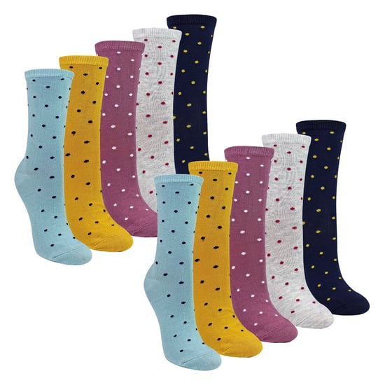 10 Paar Damen Multifarbige Socken - Weiche Baumwollreiche Punkte Alltagsocken - Image 1