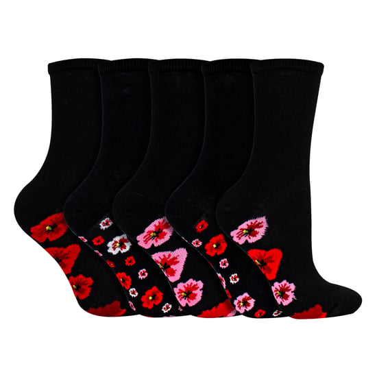 10 Paar Damen Poppy Fußbett-Socken - Weiche, baumwollreiche, florale Alltagsocken - Image 2