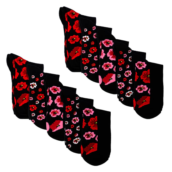 10 Paar Damen Poppy Fußbett-Socken - Weiche, baumwollreiche, florale Alltagsocken - Image 3
