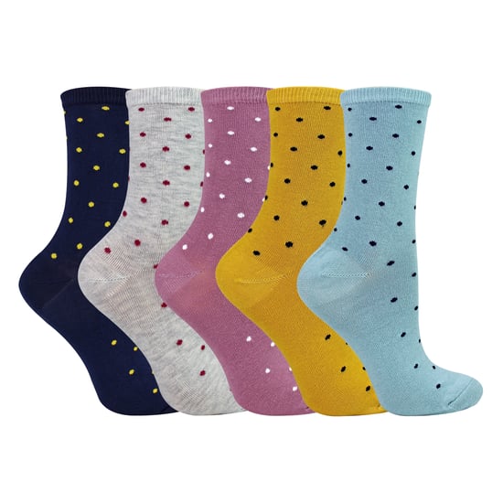 5 Paar Damen Mehrfarbige Punkte Socken - Weiche Baumwollreiche Polka Dot Alltagssocken - Image 2