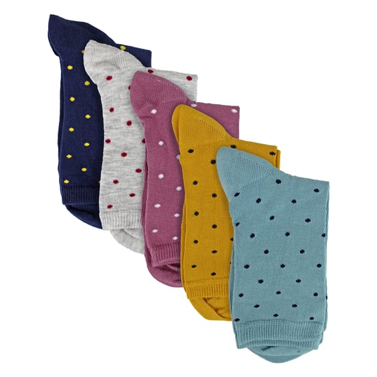 5 Paar Damen Mehrfarbige Punkte Socken - Weiche Baumwollreiche Polka Dot Alltagssocken - Image 3