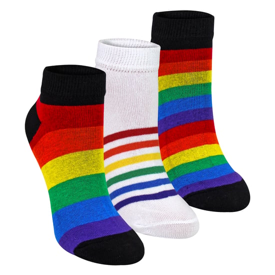 3er-Pack Kinder Jungen Mädchen Regenbogen Trainer Baumwollsocken Bunt gestreifte Socken - Image 1