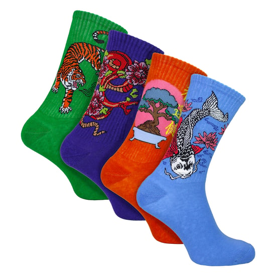 4 Paar Herren-Socken im japanischen Stil aus Baumwolle mit lustigen Mustern - Image 1