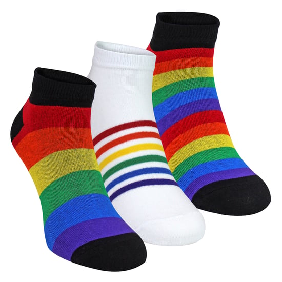 3er-Pack Herren Damen Regenbogen Sneaker Baumwollsocken Bunte gestreifte Socken - Image 1