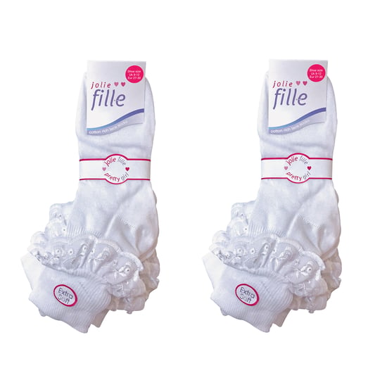 6er Pack Baby-Mädchen Weiße Weiche Rüschensocken mit Spitze - Image 2