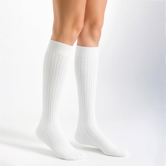 6 Paar Damen 100% Baumwolle Kniestrümpfe | Lange Ribbed Socken ohne elastischen Bund - Image 3