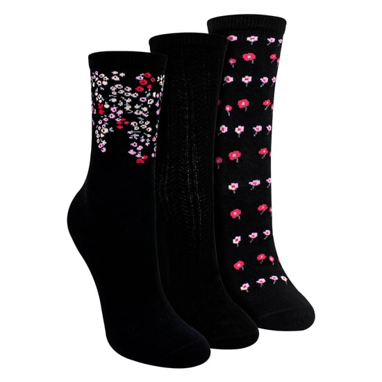 3 Paar Damen Socken mit Blumenmuster - Weiche Baumwollsocken für jeden Tag - Image 1