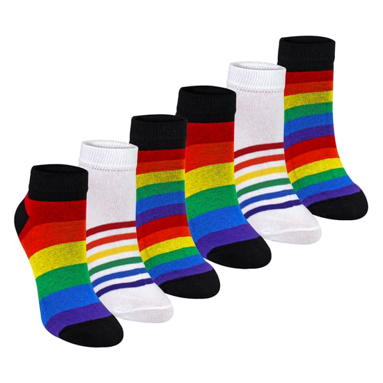 6er Pack Herren Damen Regenbogen Sneaker Baumwollsocken Bunte Streifen-Socken - Image 1