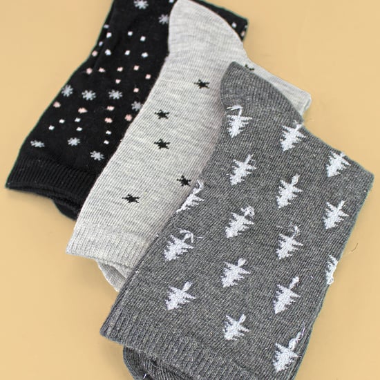 3 Paar Damen Socken mit Sterne- und Baum-Muster - Weiche, baumwollreiche Alltagssocken - Image 5