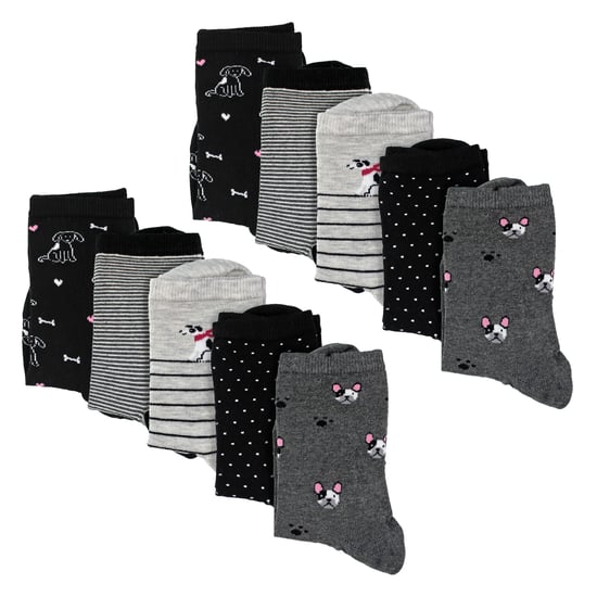 10 Paar Damen Socken mit Hunde-Muster - Weiche Baumwollmischung Socken mit lustigem Hundedesign - Image 3