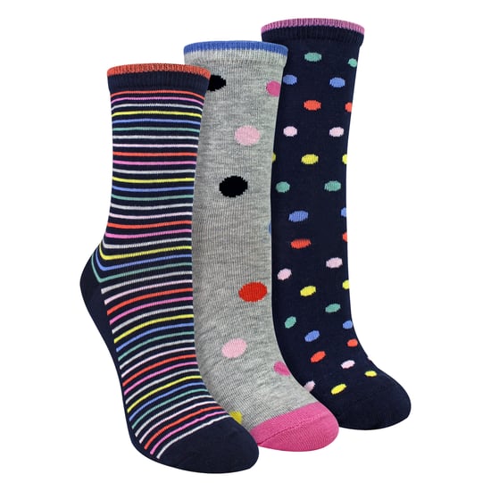 3 Paar Damen Socken mit Punkten und Streifen – Weiche, baumwollreiche Alltags-Socken - Image 1