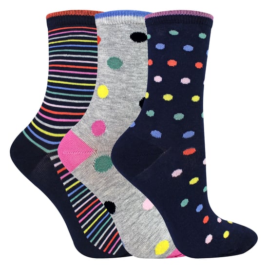 3 Paar Damen Socken mit Punkten und Streifen – Weiche, baumwollreiche Alltags-Socken - Image 2