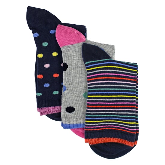 3 Paar Damen Socken mit Punkten und Streifen – Weiche, baumwollreiche Alltags-Socken - Image 3