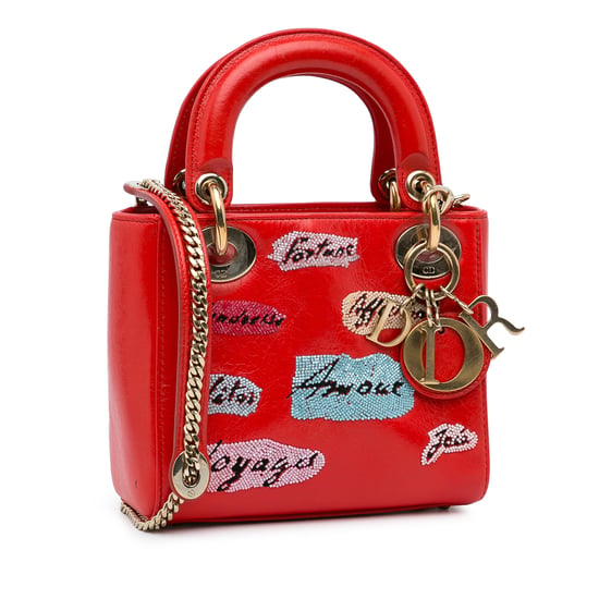 Dior Pre-owned Lady Dior Mini Tasche, bestickt - Rot - Image 2