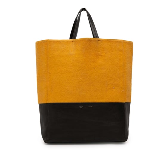 Farbblock Leder-Woll Shopper Tasche - Image 1