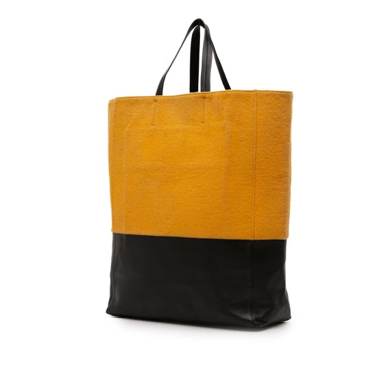 Farbblock Leder-Woll Shopper Tasche - Image 2