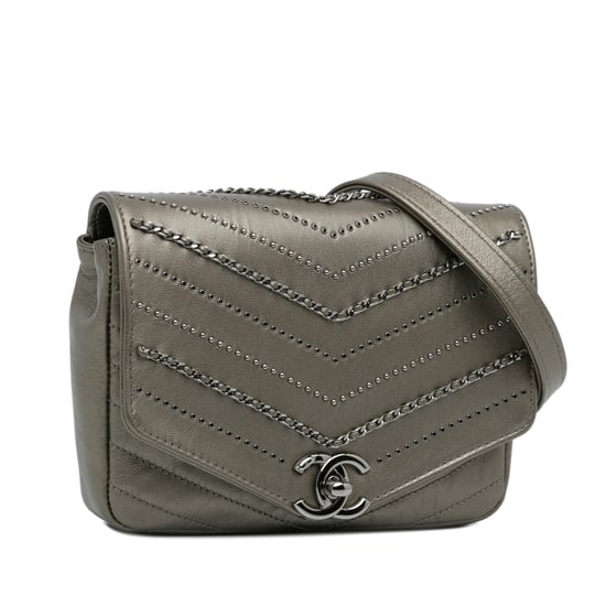 Chanel 19 Umhängetasche Grau Leder - Image 2