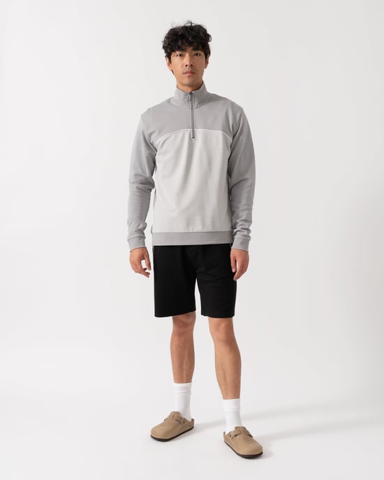 Boss Tracksuit Half Zip Light Pastel Grey - Image 3