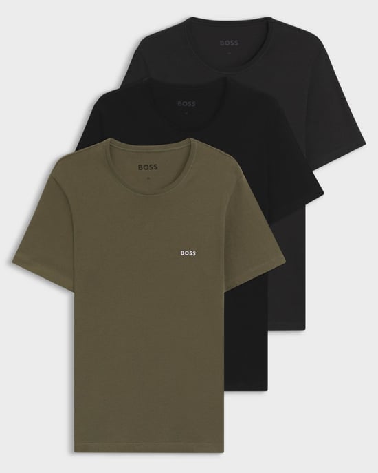 Dunkelgrünes T-Shirt mit besticktem Logo (3er-Pack) - Image 4