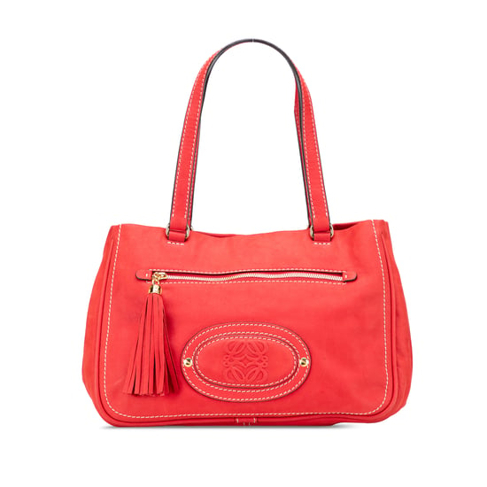 Rote Leder Quasten Handtasche - Image 1