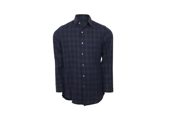 Tom Ford Langärmliges Karohemd aus navyblauer Baumwolle - Image 1