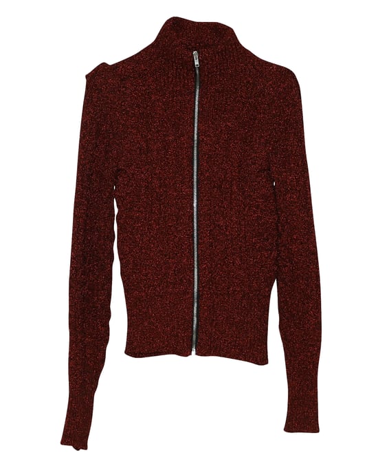 Isabel Marant Daley Kabelstrick-Zip-Pullover in Burgunder Polyamid - Image 2