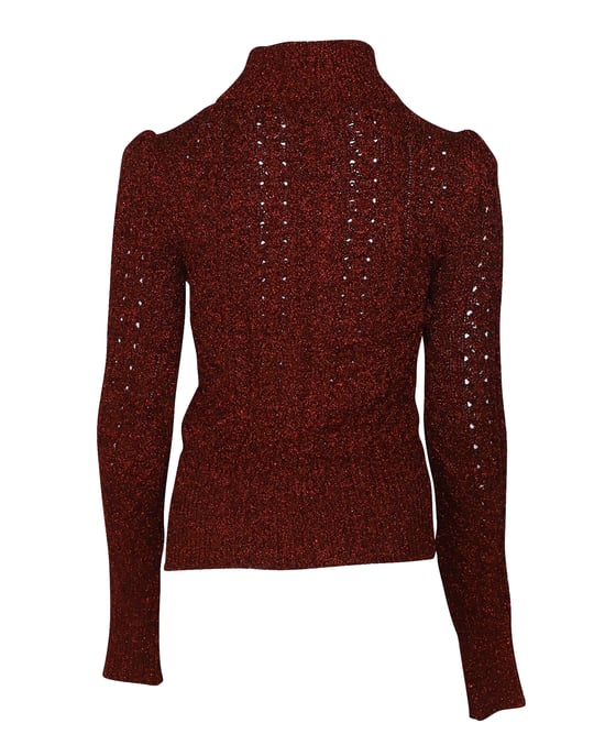 Isabel Marant Daley Kabelstrick-Zip-Pullover in Burgunder Polyamid - Image 3