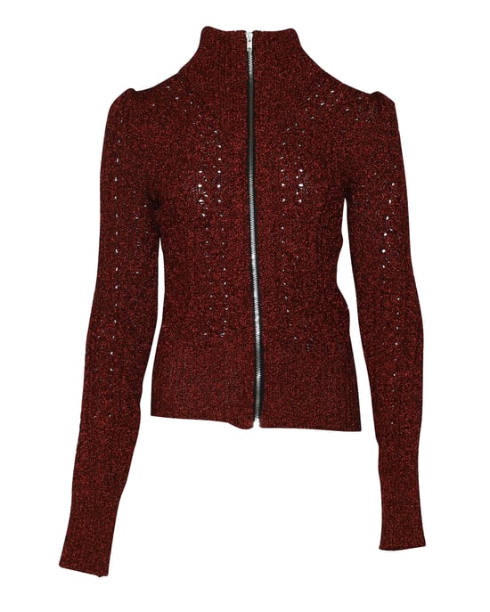 Isabel Marant Daley Kabelstrick-Zip-Pullover in Burgunder Polyamid - Image 4