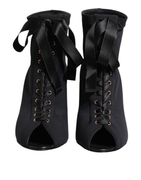 Absatz Peeptoe Schnürstiefel - Image 2