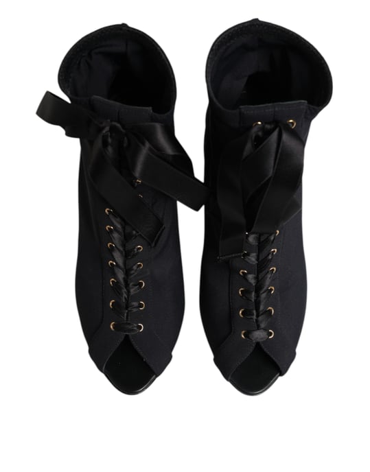Absatz Peeptoe Schnürstiefel - Image 3