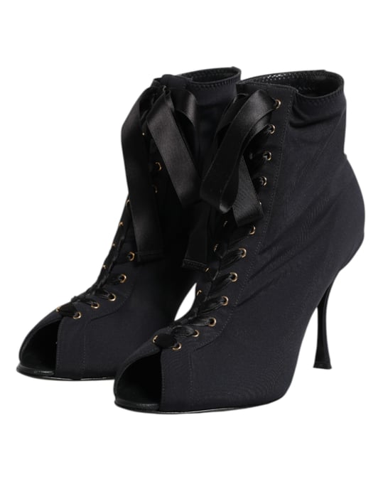 Absatz Peeptoe Schnürstiefel - Image 4