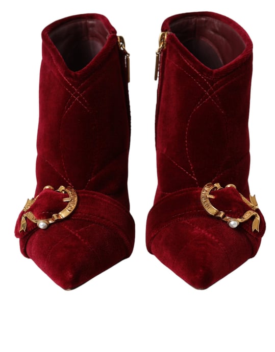 Gepolsterte Samt-Ankle Boots mit hohen Absätzen - Image 2
