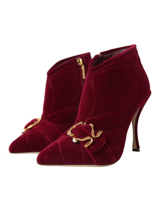 Gepolsterte Samt-Ankle Boots mit hohen Absätzen - Image 3