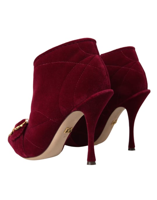 Gepolsterte Samt-Ankle Boots mit hohen Absätzen - Image 4