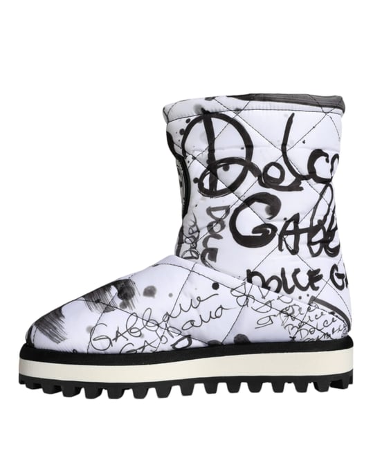 Steppstiefel Schwarz Weiß Graffiti-Print - Image 5