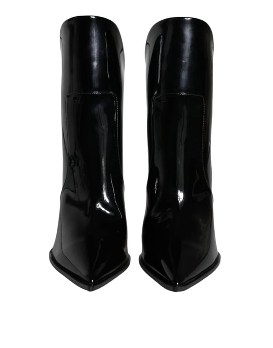 Dolce & Gabbana Stiefeletten aus Lackleder mit hohem Absatz - Schwarz - Image 2