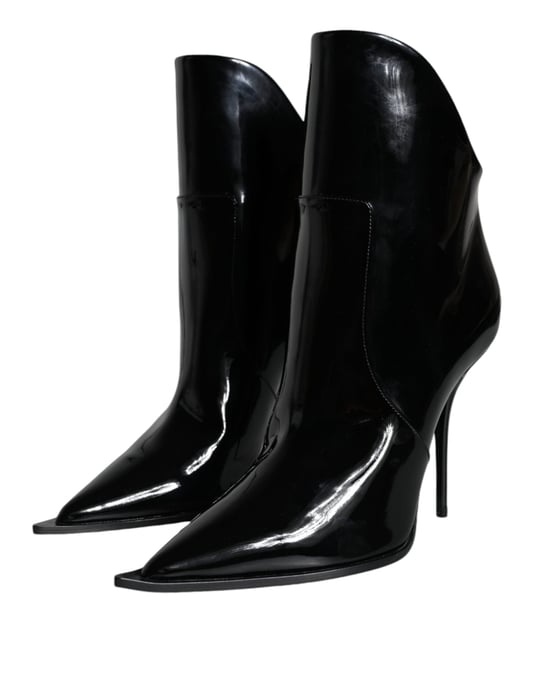 Dolce & Gabbana Stiefeletten aus Lackleder mit hohem Absatz - Schwarz - Image 3