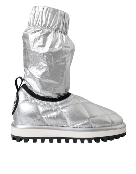 Dolce & Gabbana Gepolsterte Knöchelstiefel mit Metallic-Finish - Silber - Image 1