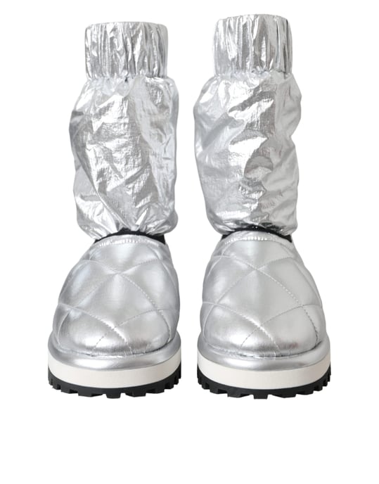 Dolce & Gabbana Gepolsterte Knöchelstiefel mit Metallic-Finish - Silber - Image 2