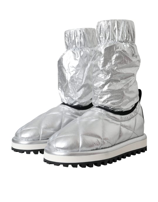 Dolce & Gabbana Gepolsterte Knöchelstiefel mit Metallic-Finish - Silber - Image 3