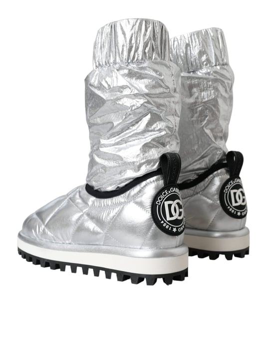 Dolce & Gabbana Gepolsterte Knöchelstiefel mit Metallic-Finish - Silber - Image 4