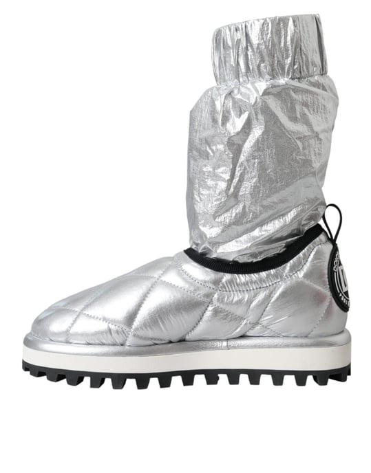Dolce & Gabbana Gepolsterte Knöchelstiefel mit Metallic-Finish - Silber - Image 5